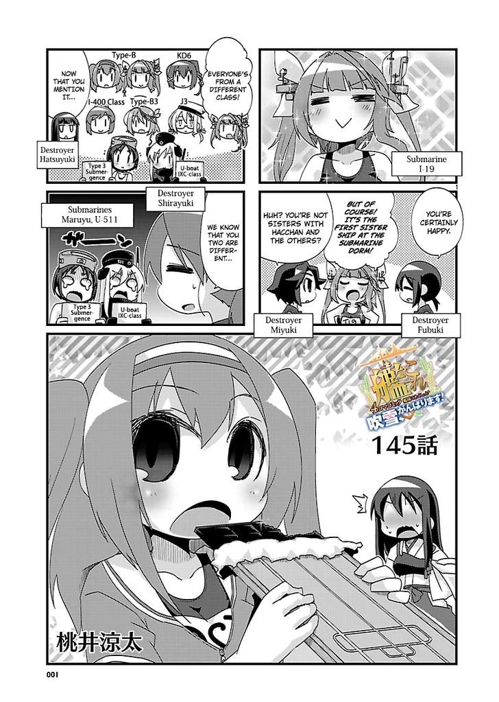 Kantai Collection - Kankore - 4-koma Comic - Fubuki, Ganbarimasu! Chapter 145 page 1 - Chapter 145