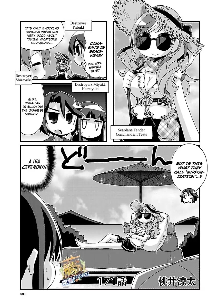 Kantai Collection - Kankore - 4-koma Comic - Fubuki, Ganbarimasu! Chapter 171 page 1 - Chapter 171