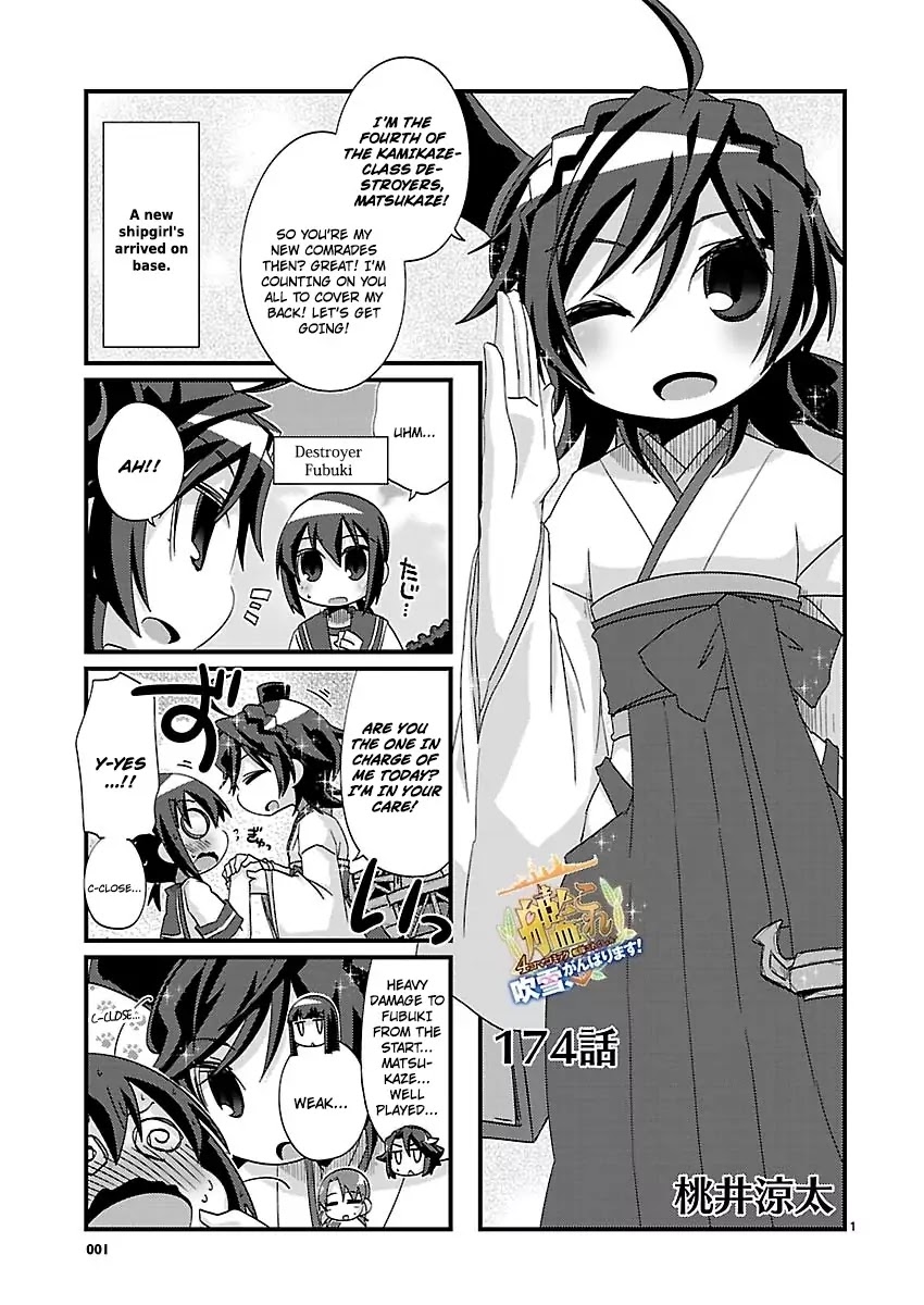 Kantai Collection - Kankore - 4-koma Comic - Fubuki, Ganbarimasu! Chapter 174 page 1 - Chapter 174