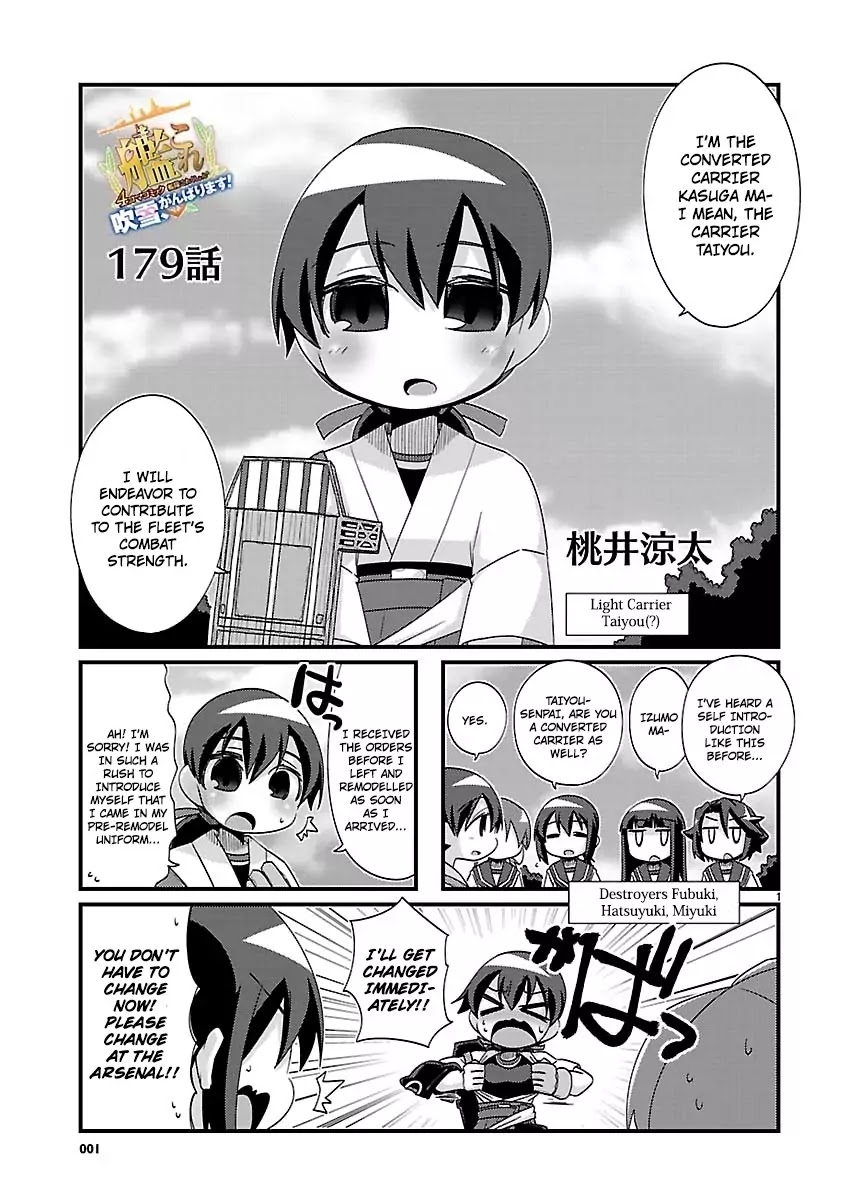 Kantai Collection - Kankore - 4-koma Comic - Fubuki, Ganbarimasu! Chapter 179 page 1 - Chapter 179