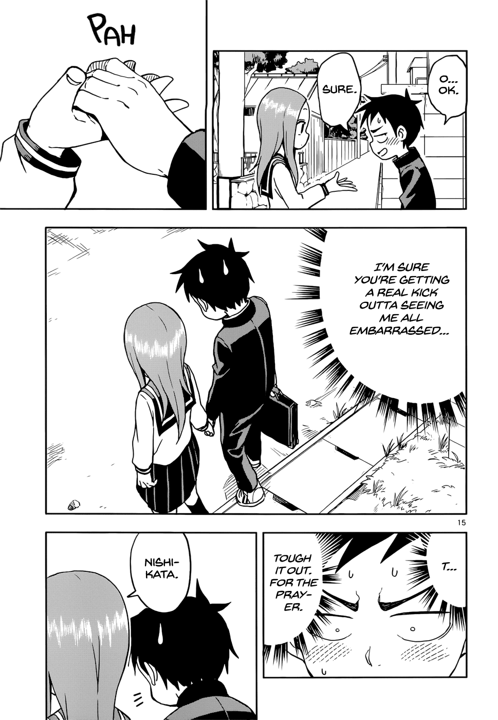 Karakai Jouzu no Takagi-san Chapter 100 page 15 - Chapter 100: Praying