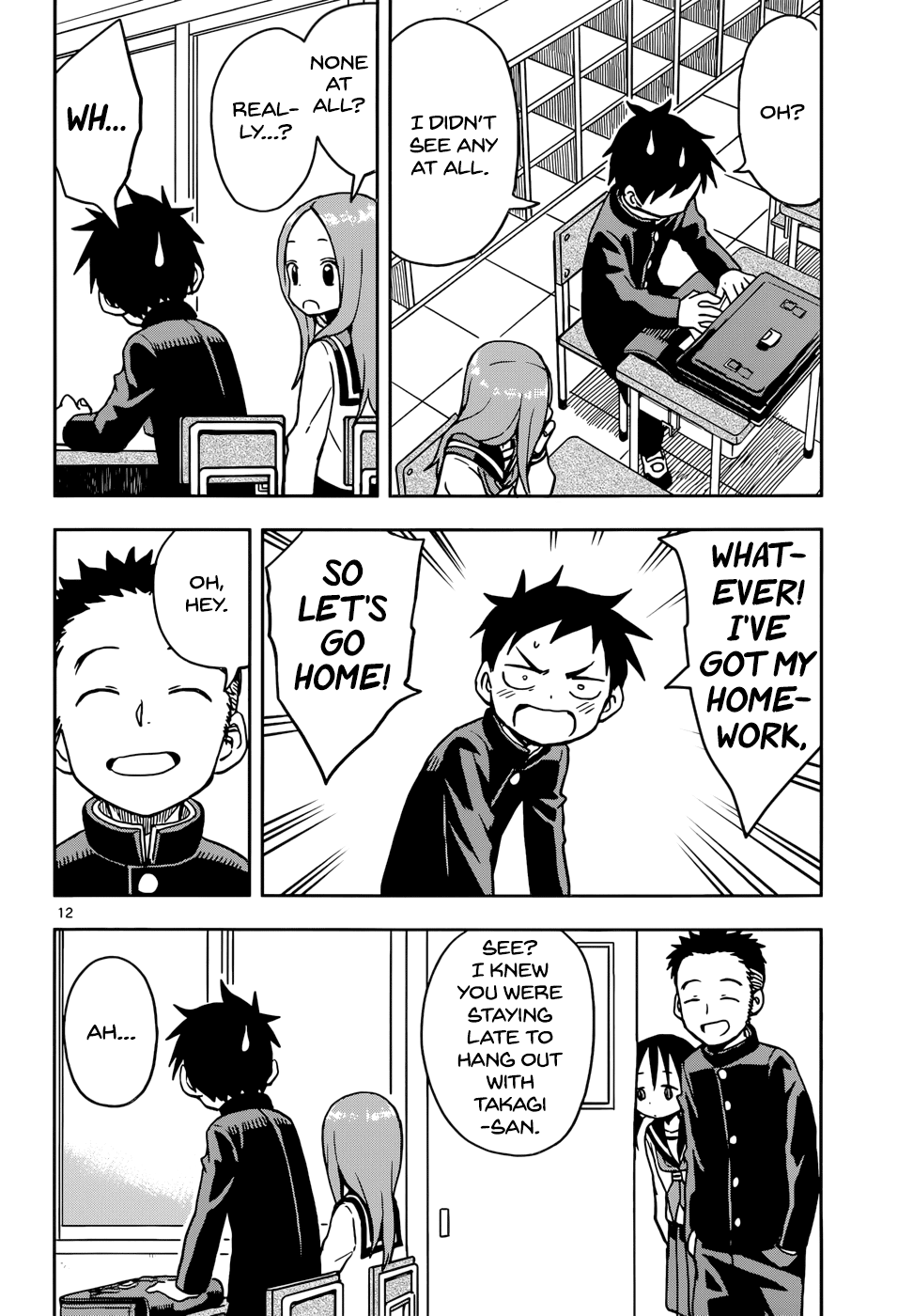 Karakai Jouzu no Takagi-san Chapter 101 page 12 - Chapter 101: Forgotten Homework