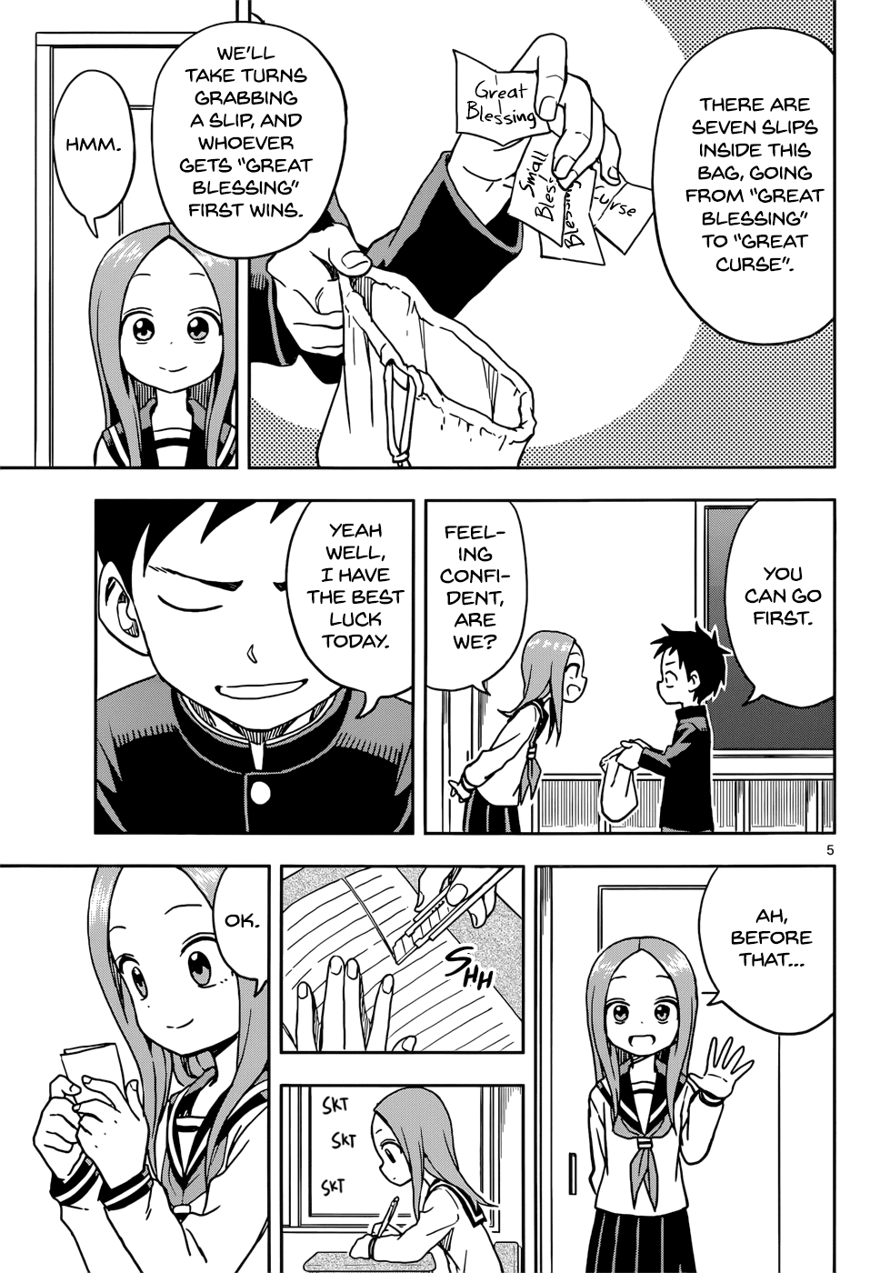 Karakai Jouzu no Takagi-san Chapter 102 page 5 - Chapter 102: Fortune Slips