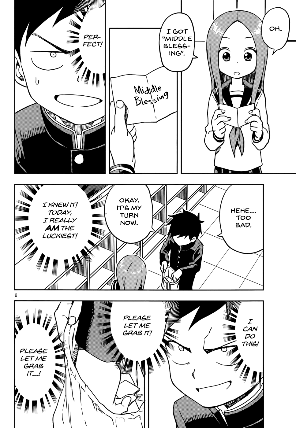Karakai Jouzu no Takagi-san Chapter 102 page 8 - Chapter 102: Fortune Slips