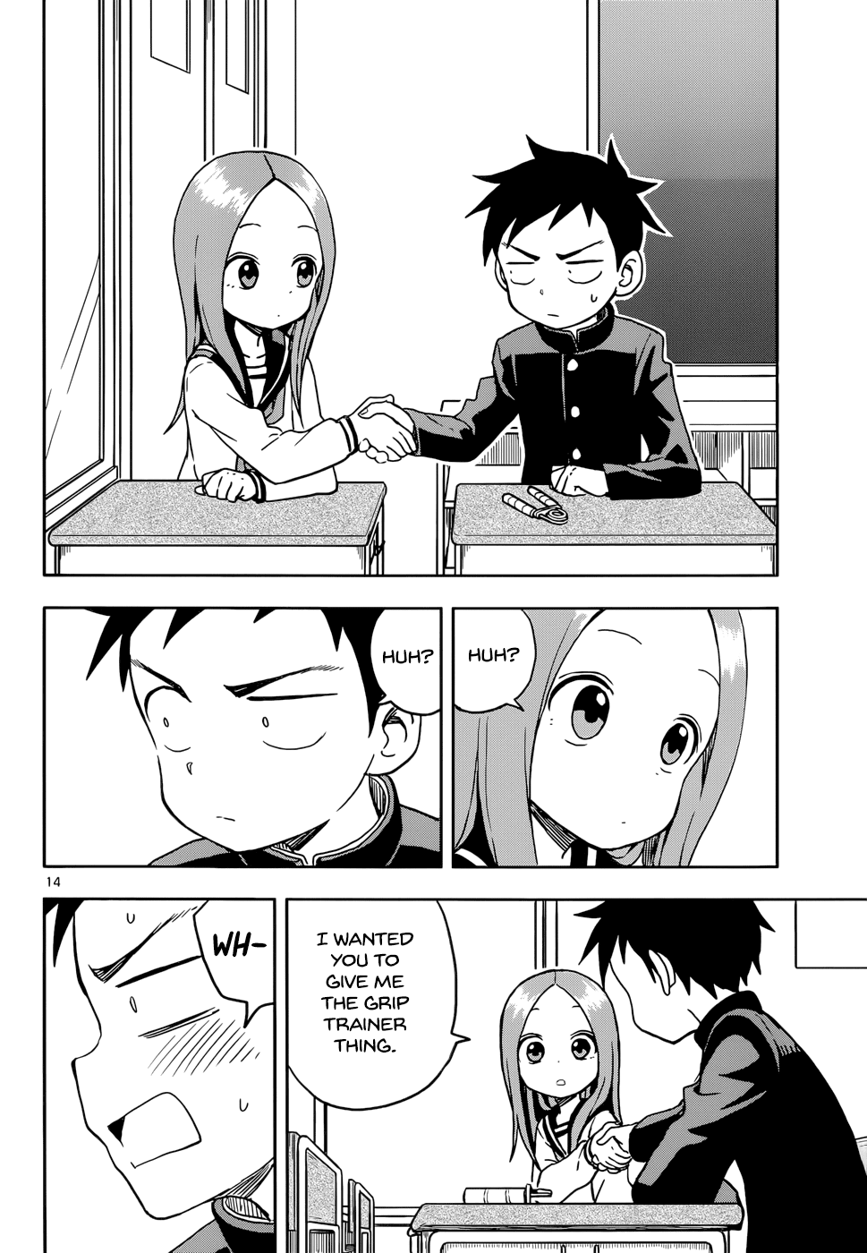Karakai Jouzu no Takagi-san Chapter 103 page 14 - Chapter 103: That Grip Trainer Thing