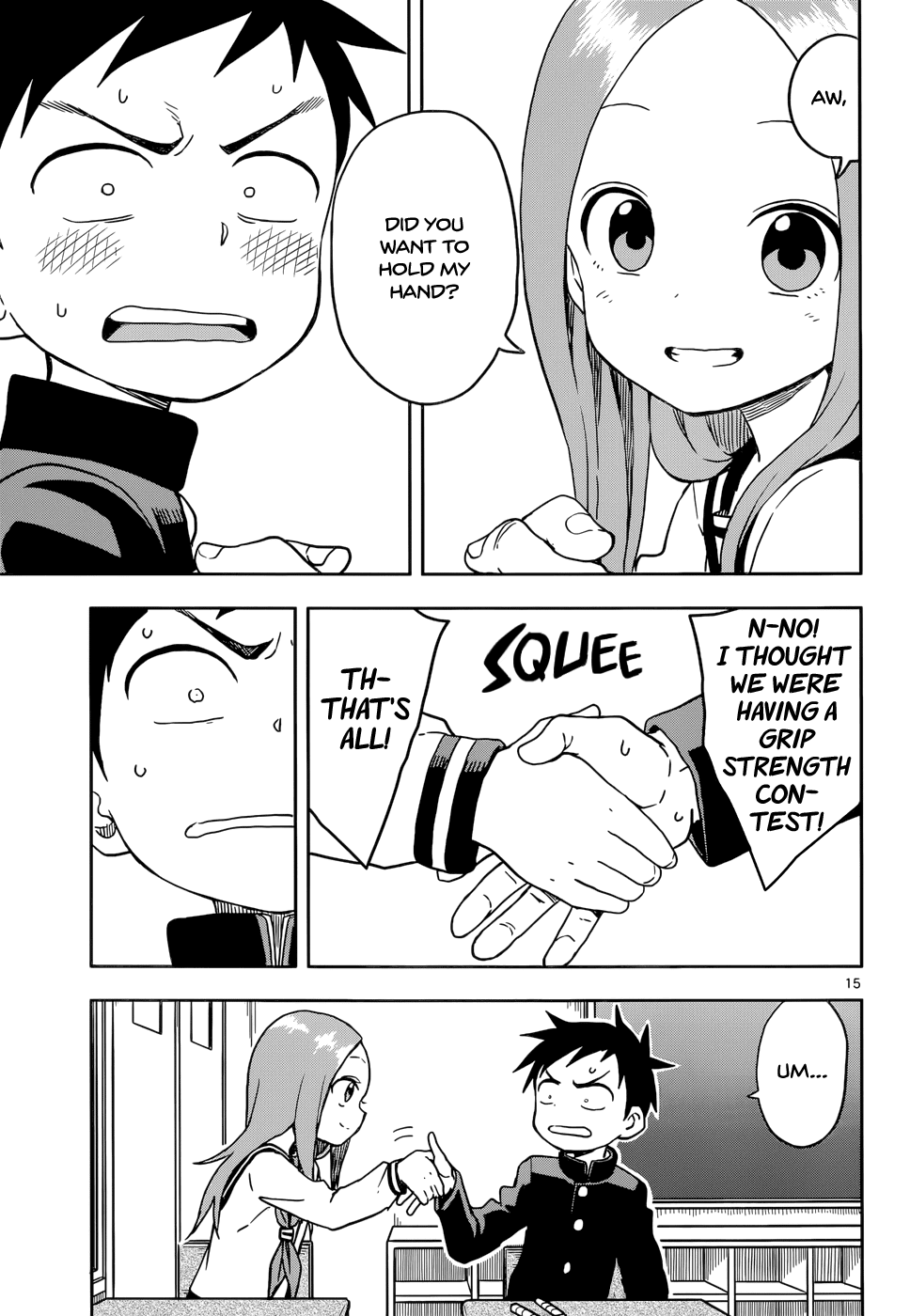 Karakai Jouzu no Takagi-san Chapter 103 page 15 - Chapter 103: That Grip Trainer Thing