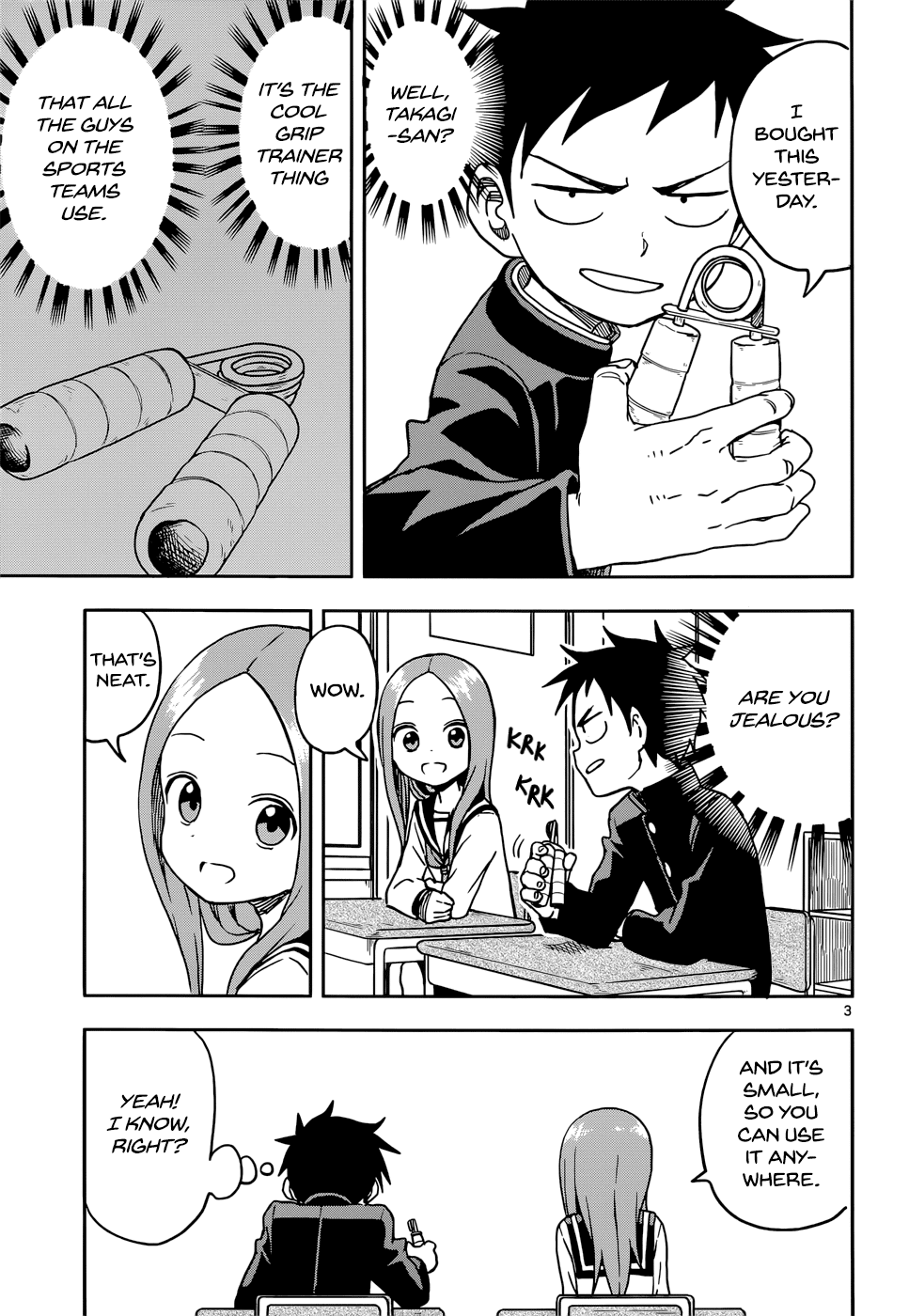 Karakai Jouzu no Takagi-san Chapter 103 page 3 - Chapter 103: That Grip Trainer Thing