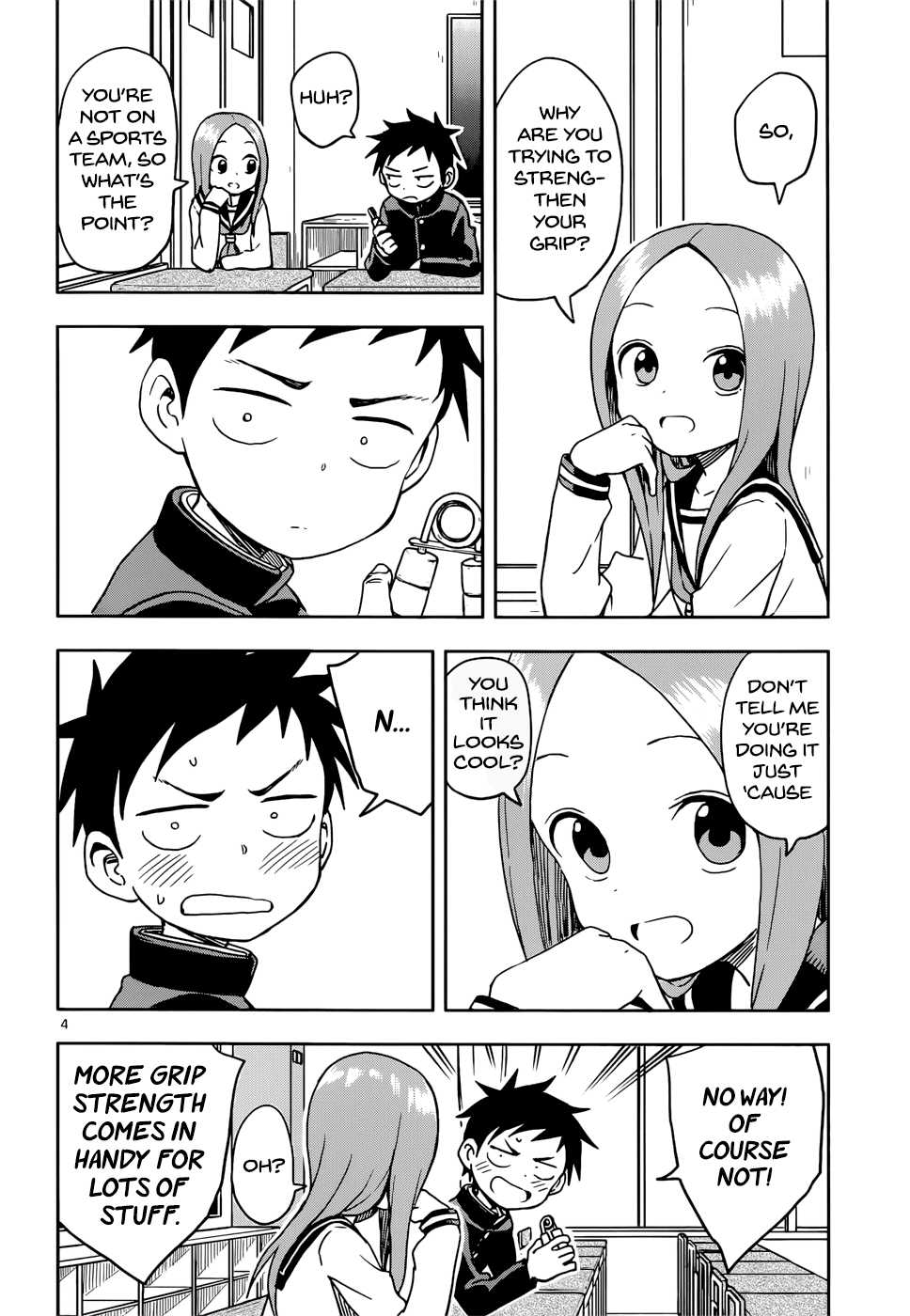 Karakai Jouzu no Takagi-san Chapter 103 page 4 - Chapter 103: That Grip Trainer Thing