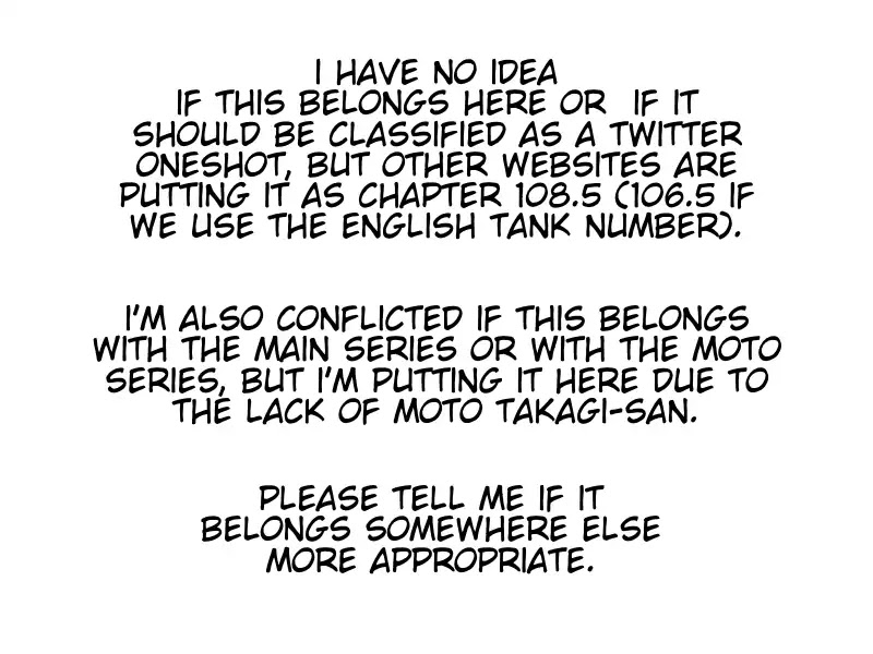 Karakai Jouzu no Takagi-san Chapter 106.5 page 5 - Chapter 106.5: Nishikata-chan