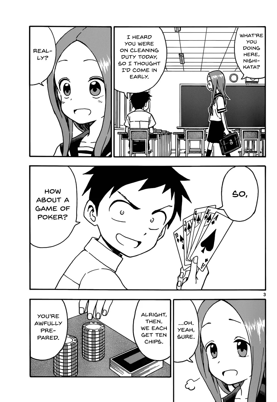 Karakai Jouzu no Takagi-san Chapter 33 page 3 - Chapter 33: Poker