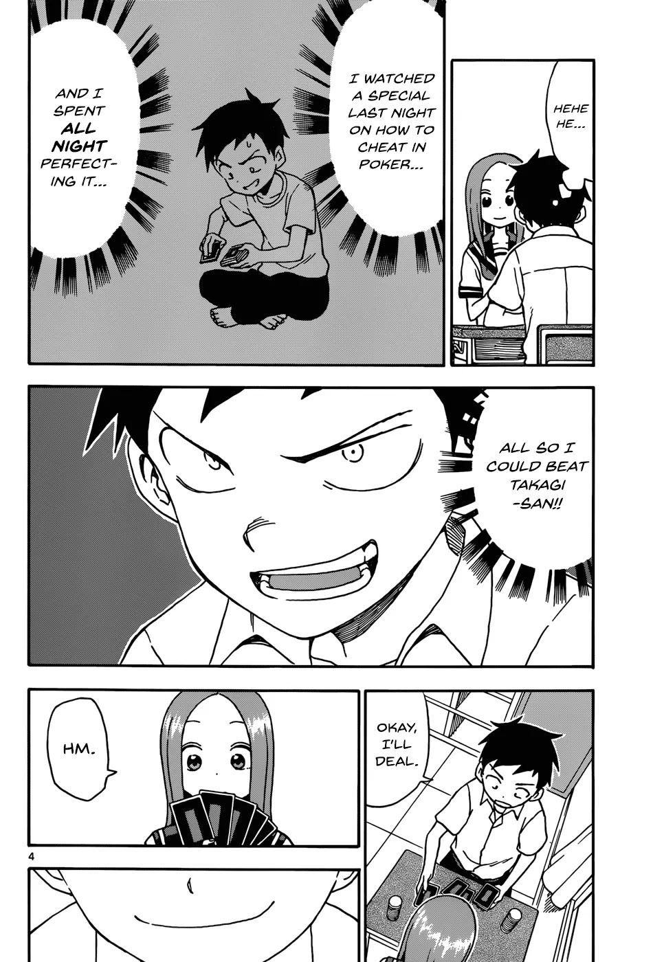 Karakai Jouzu no Takagi-san Chapter 33 page 4 - Chapter 33: Poker