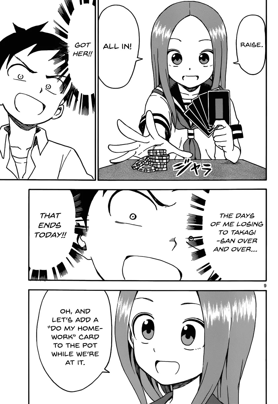 Karakai Jouzu no Takagi-san Chapter 33 page 9 - Chapter 33: Poker