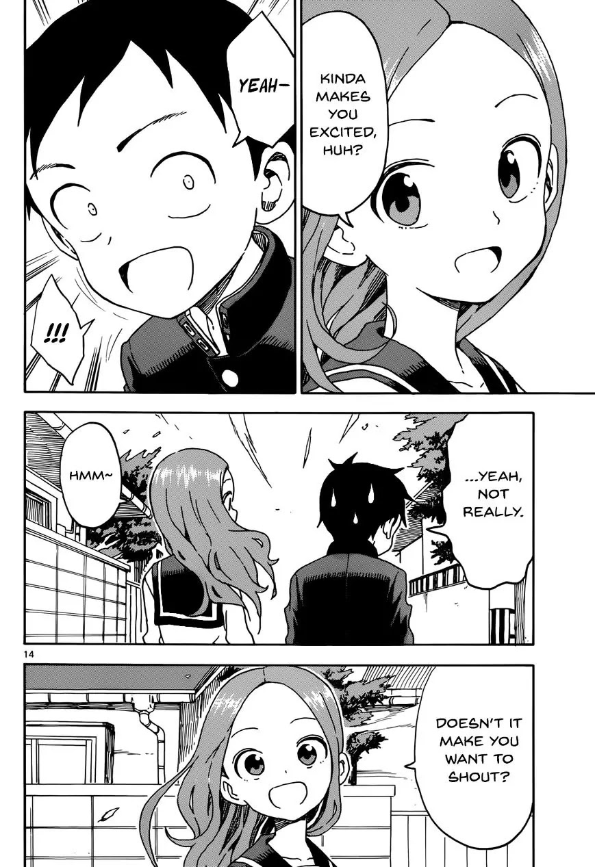 Karakai Jouzu no Takagi-san Chapter 40 page 14 - Chapter 40: Typhoon