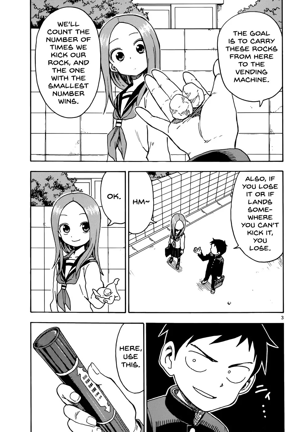 Karakai Jouzu no Takagi-san Chapter 49 page 3 - Chapter 49: Rock Kicking