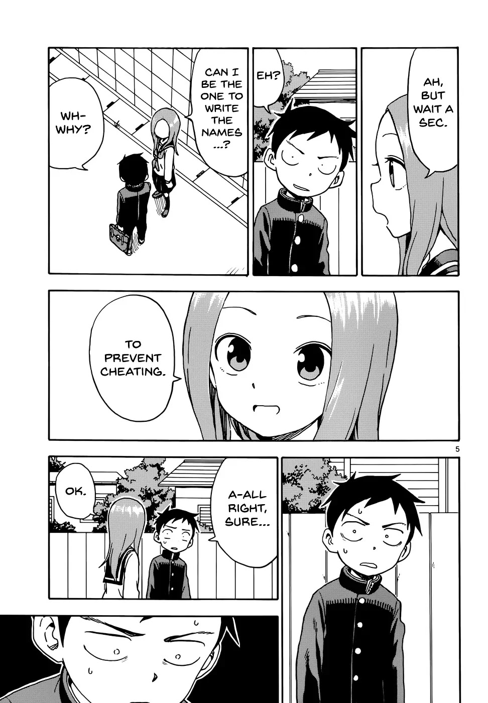 Karakai Jouzu no Takagi-san Chapter 49 page 5 - Chapter 49: Rock Kicking