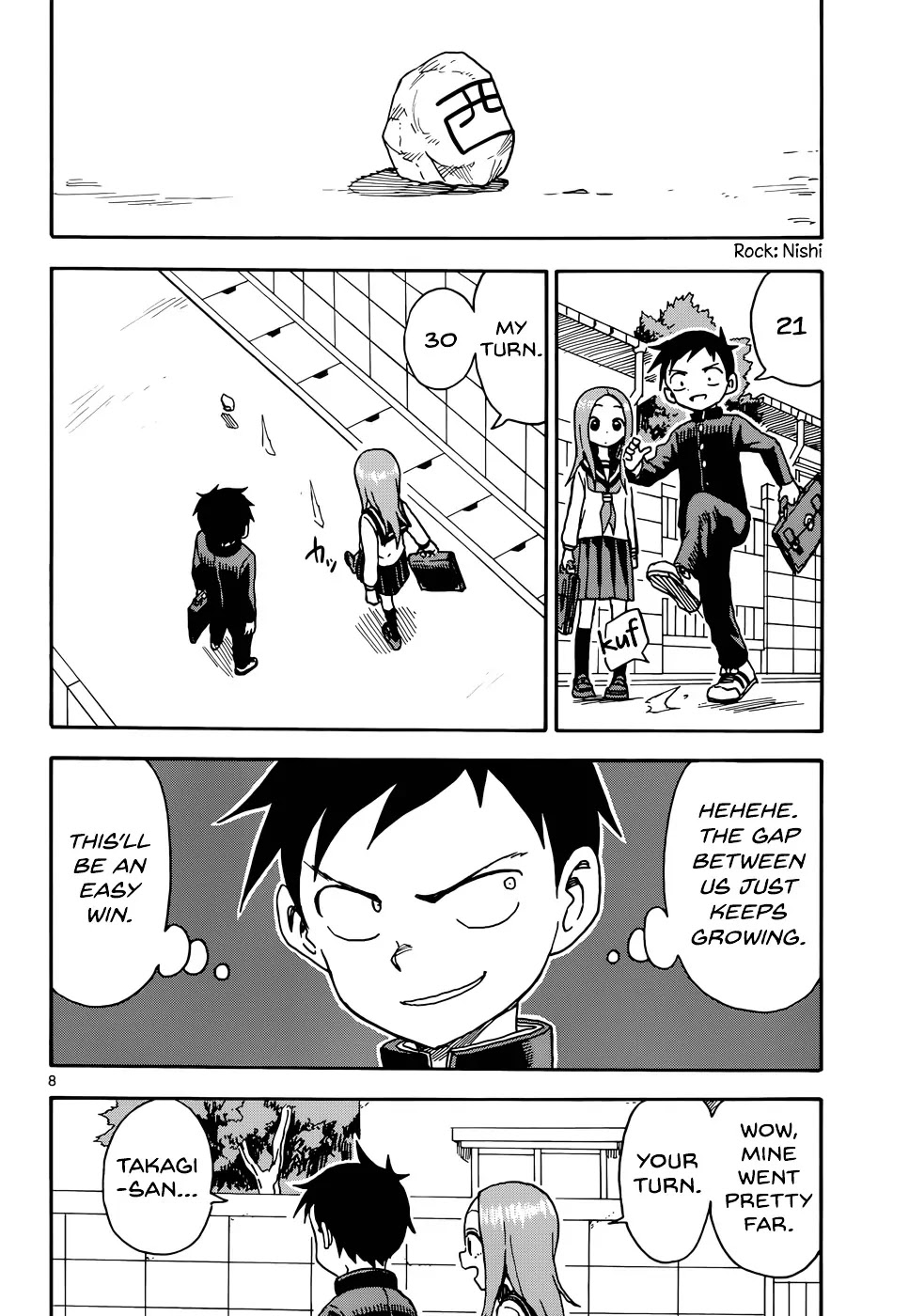 Karakai Jouzu no Takagi-san Chapter 49 page 8 - Chapter 49: Rock Kicking