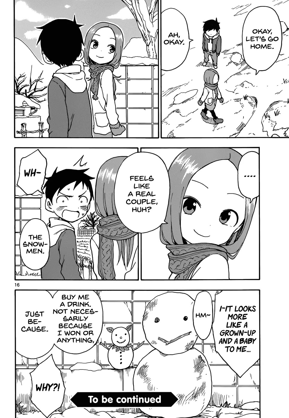 Karakai Jouzu no Takagi-san Chapter 62 page 16 - Chapter 62: Snowman