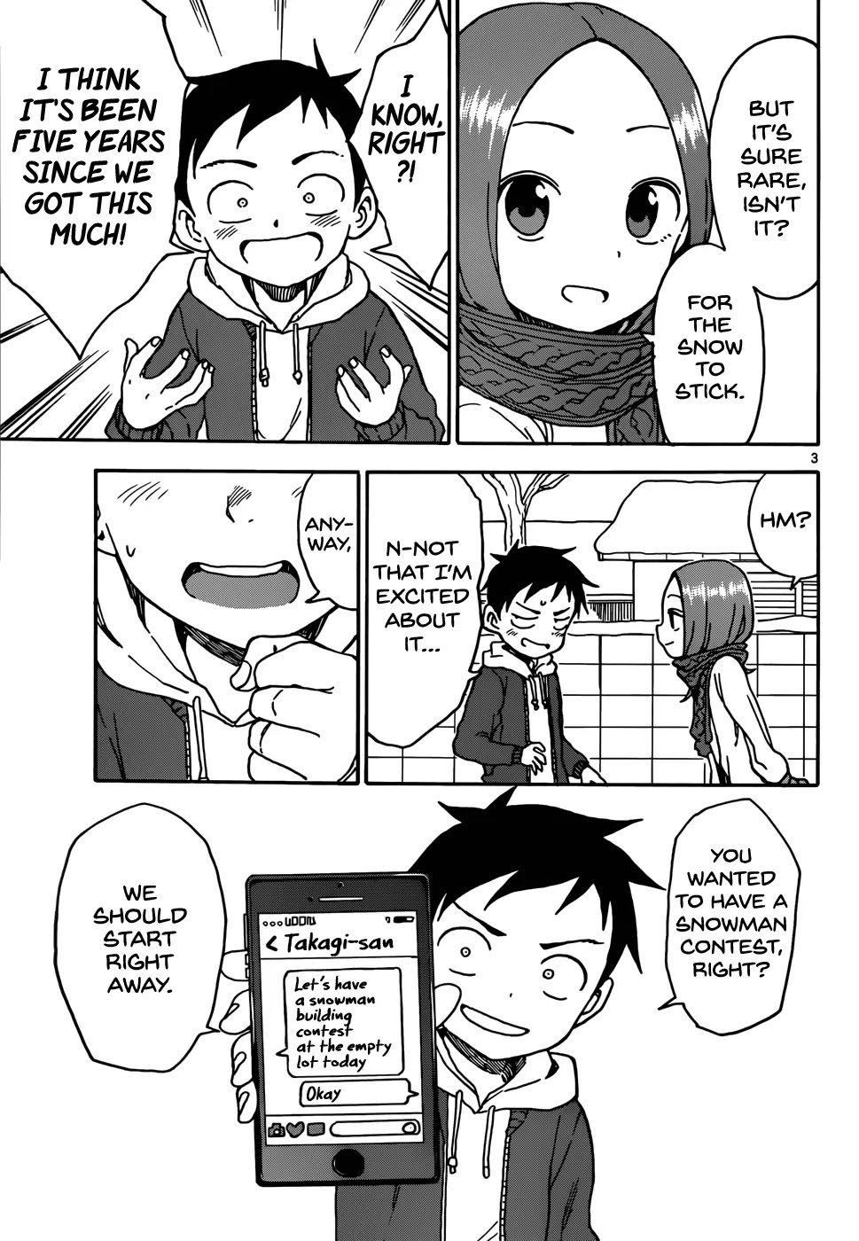 Karakai Jouzu no Takagi-san Chapter 62 page 3 - Chapter 62: Snowman