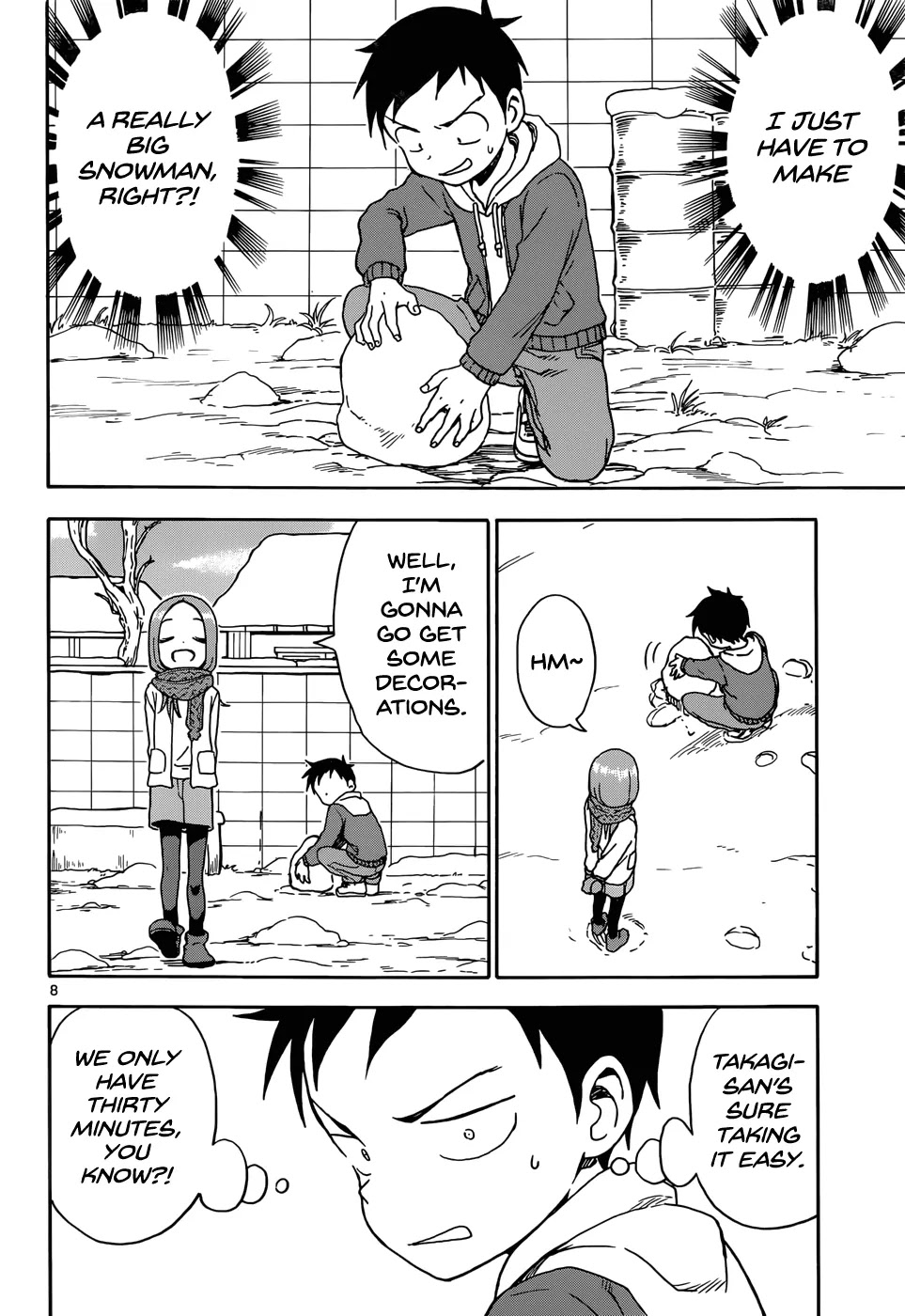Karakai Jouzu no Takagi-san Chapter 62 page 8 - Chapter 62: Snowman
