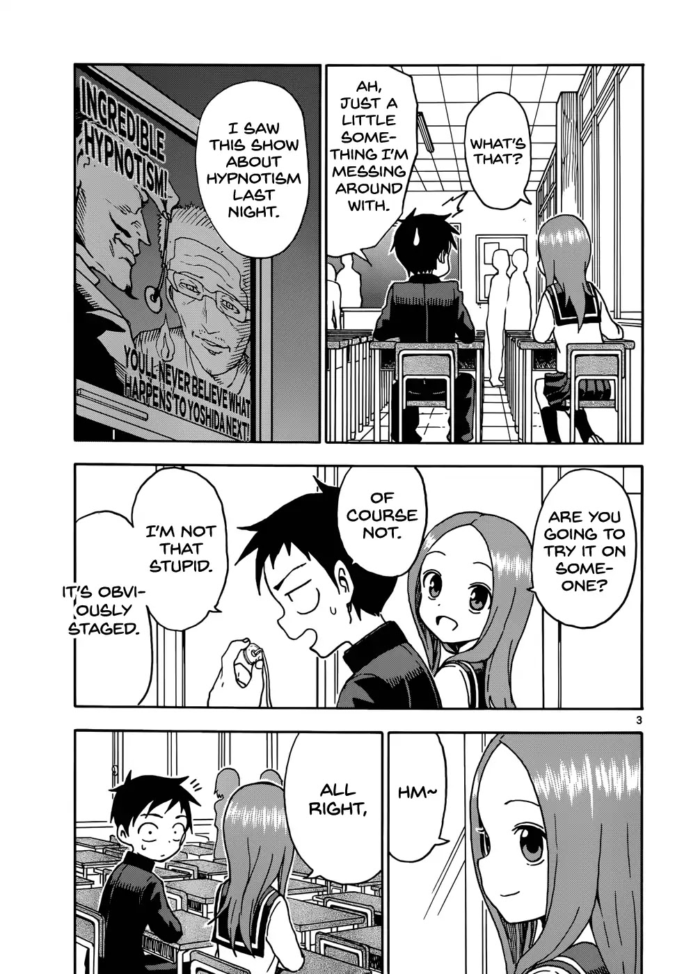 Karakai Jouzu no Takagi-san Chapter 63 page 4 - Chapter 63: Hypnotism