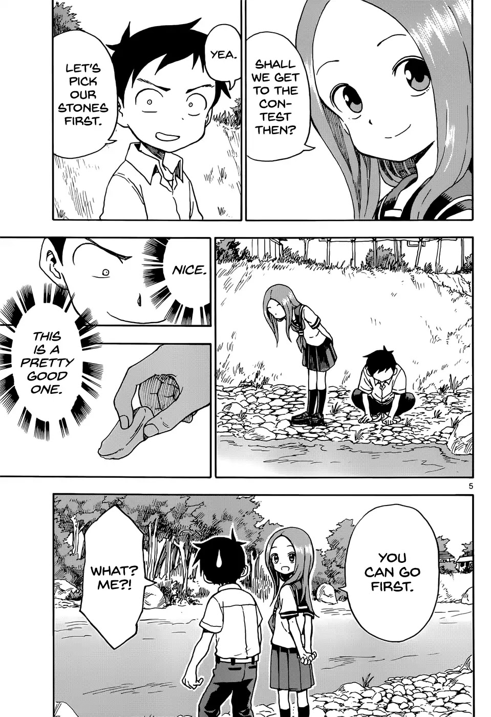 Karakai Jouzu no Takagi-san Chapter 64 page 5 - Chapter 64: Stone Skipping