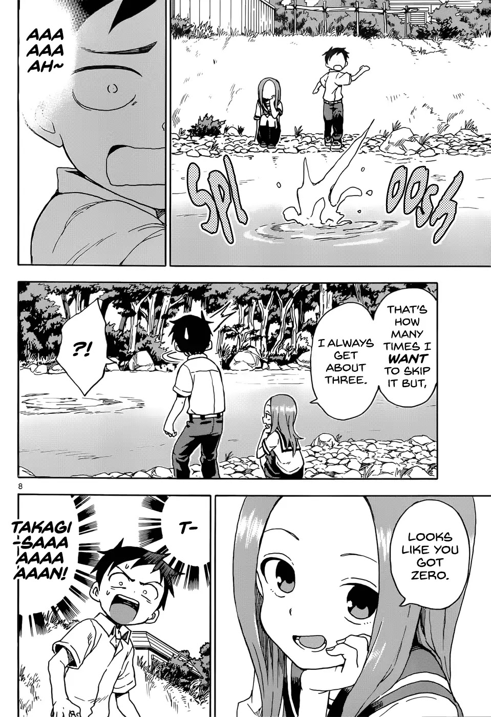 Karakai Jouzu no Takagi-san Chapter 64 page 8 - Chapter 64: Stone Skipping