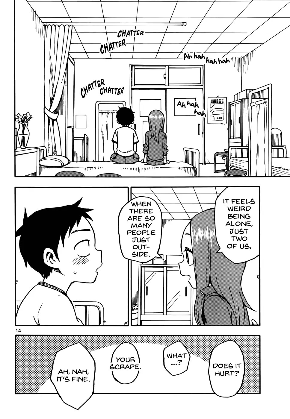 Karakai Jouzu no Takagi-san Chapter 68 page 14 - Chapter 68: Infirmary