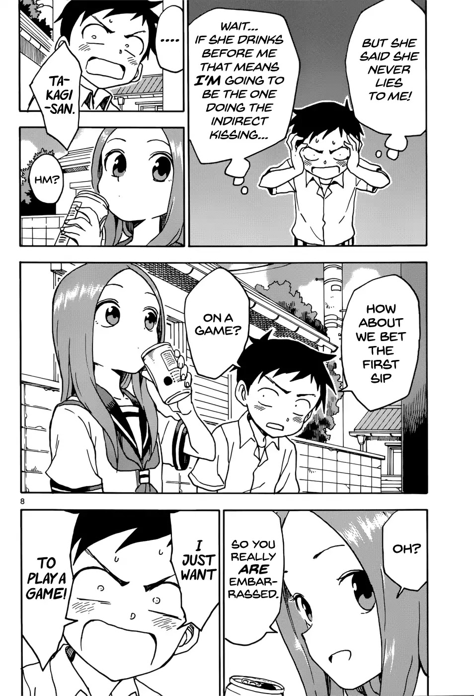 Karakai Jouzu no Takagi-san Chapter 72 page 8 - Chapter 72: Indirect Kiss