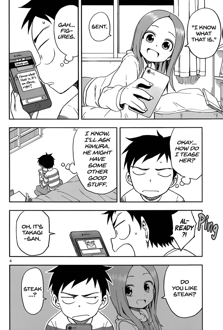 Karakai Jouzu no Takagi-san Chapter 76 page 4 - Chapter 76: Text