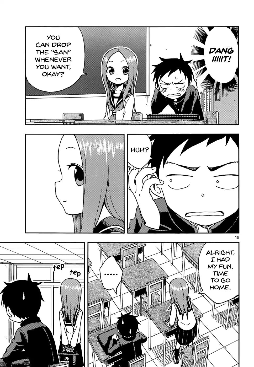 Karakai Jouzu no Takagi-san Chapter 81 page 15 - Chapter 81: Dropping Honorifics