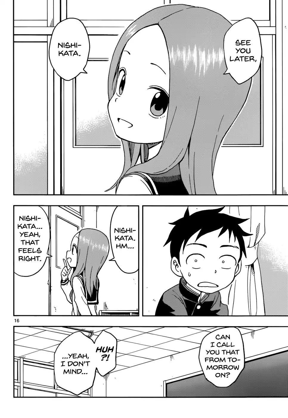 Karakai Jouzu no Takagi-san Chapter 81 page 16 - Chapter 81: Dropping Honorifics