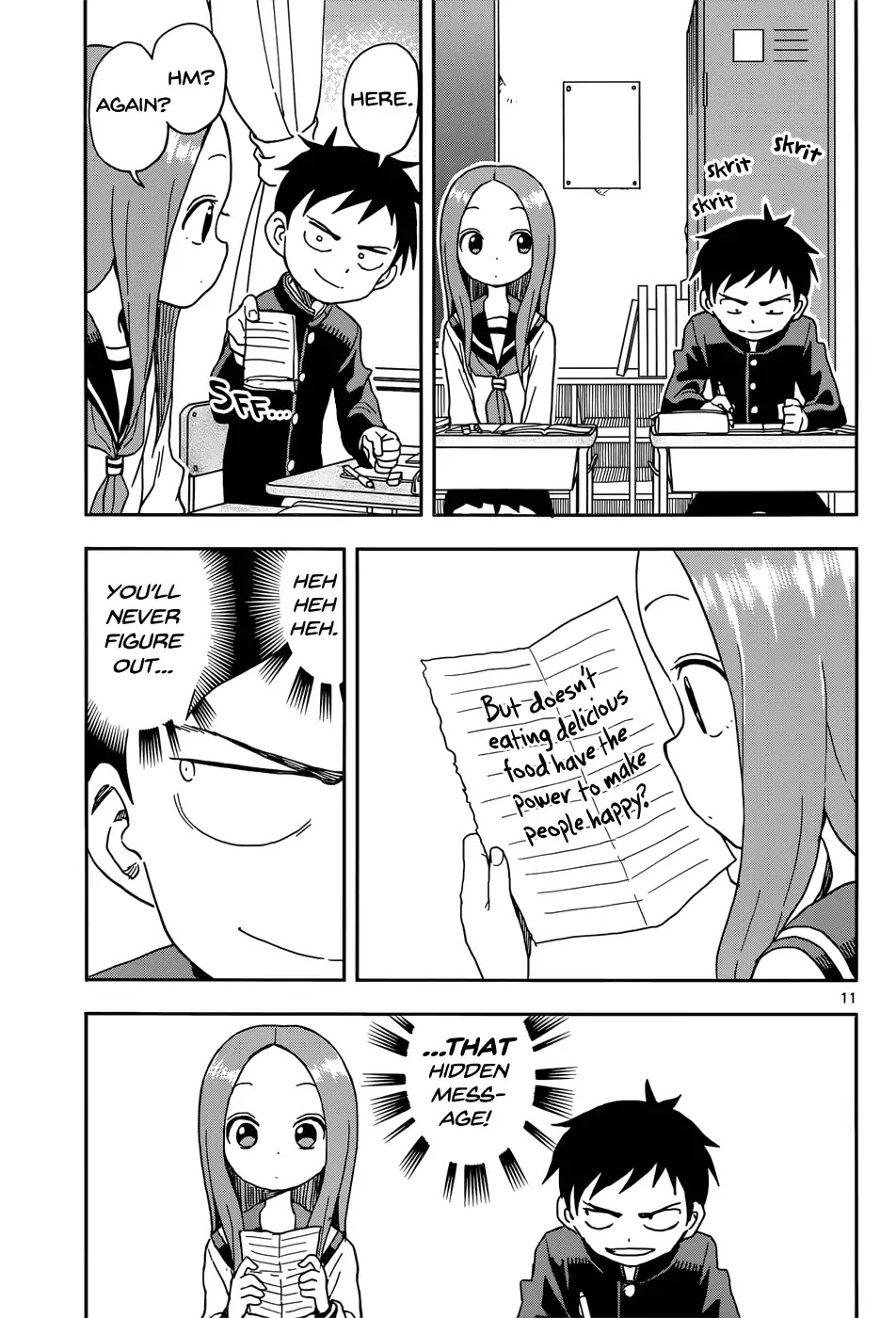 Karakai Jouzu no Takagi-san Chapter 84 page 11 - Chapter 84: Vertical Text