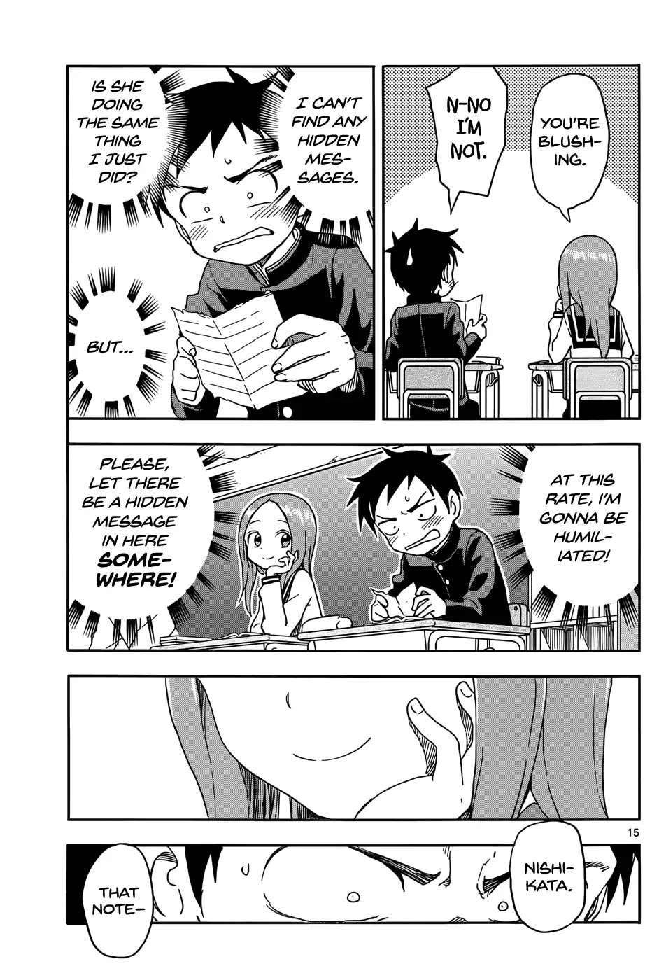 Karakai Jouzu no Takagi-san Chapter 84 page 15 - Chapter 84: Vertical Text