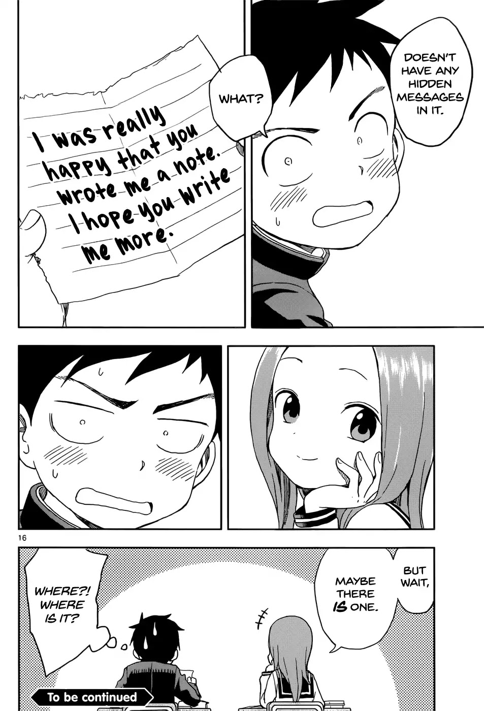 Karakai Jouzu no Takagi-san Chapter 84 page 16 - Chapter 84: Vertical Text