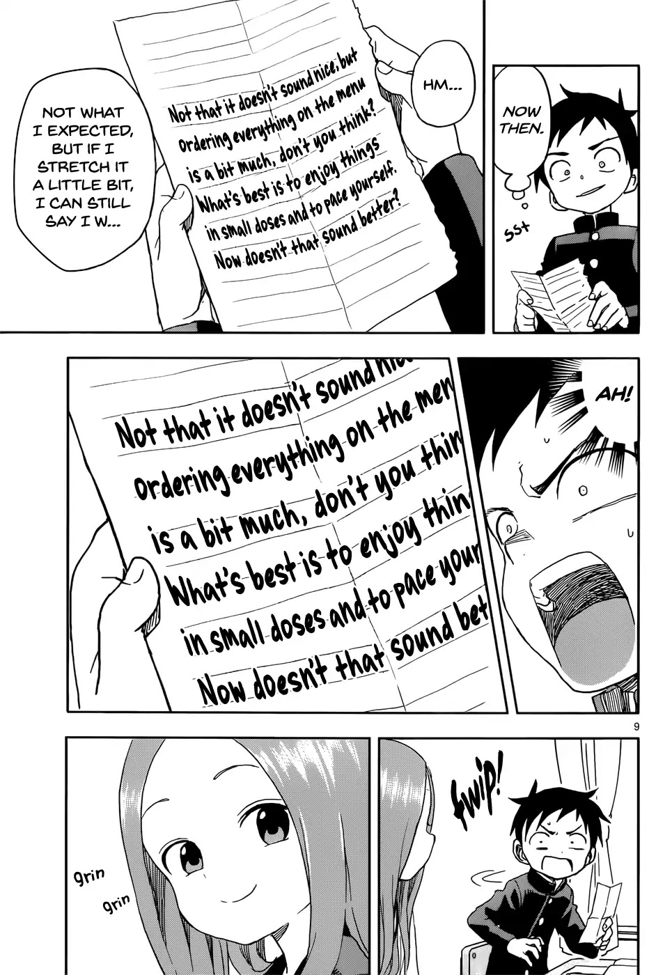 Karakai Jouzu no Takagi-san Chapter 84 page 9 - Chapter 84: Vertical Text