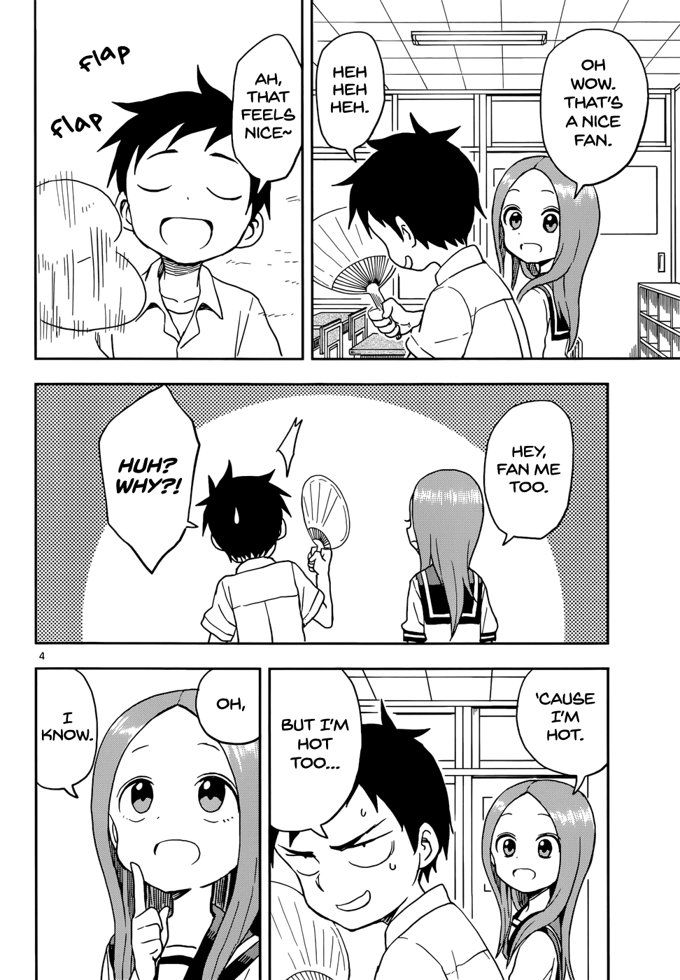Karakai Jouzu no Takagi-san Chapter 86 page 4 - Chapter 86: Fan