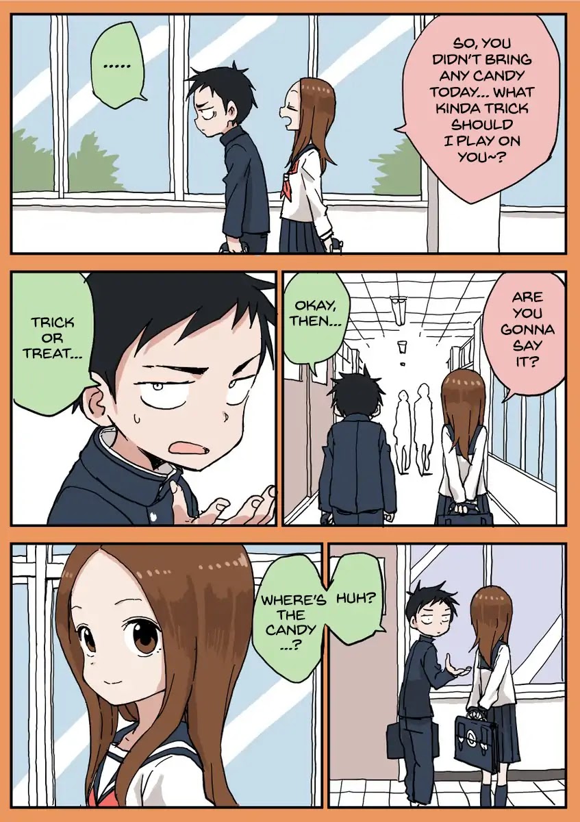 Karakai Jouzu no Takagi-san Chapter 90.5 page 1 - Chapter 90.5: Halloween Short (2018)