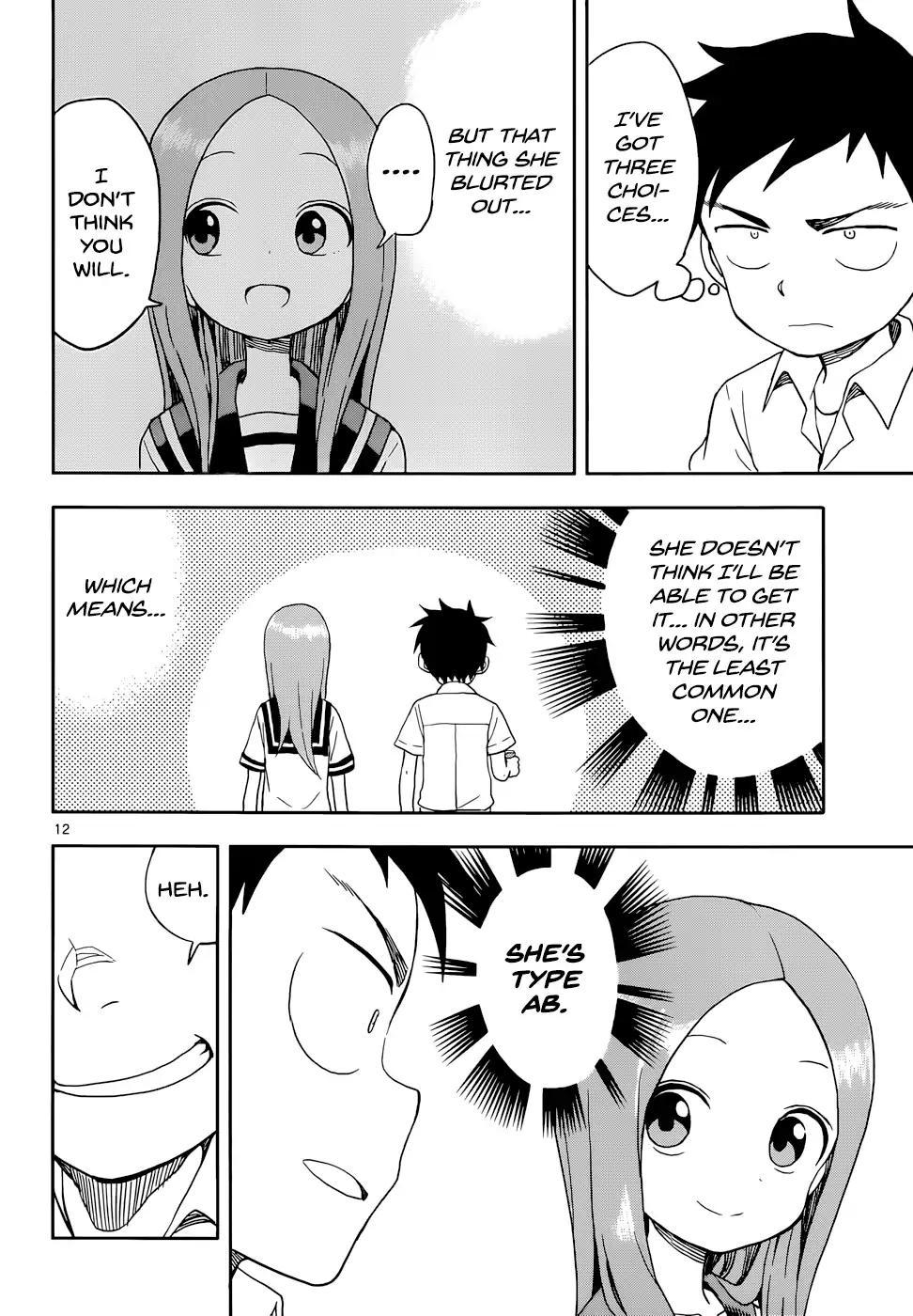 Karakai Jouzu no Takagi-san Chapter 90 page 12 - Chapter 90: Blood Type