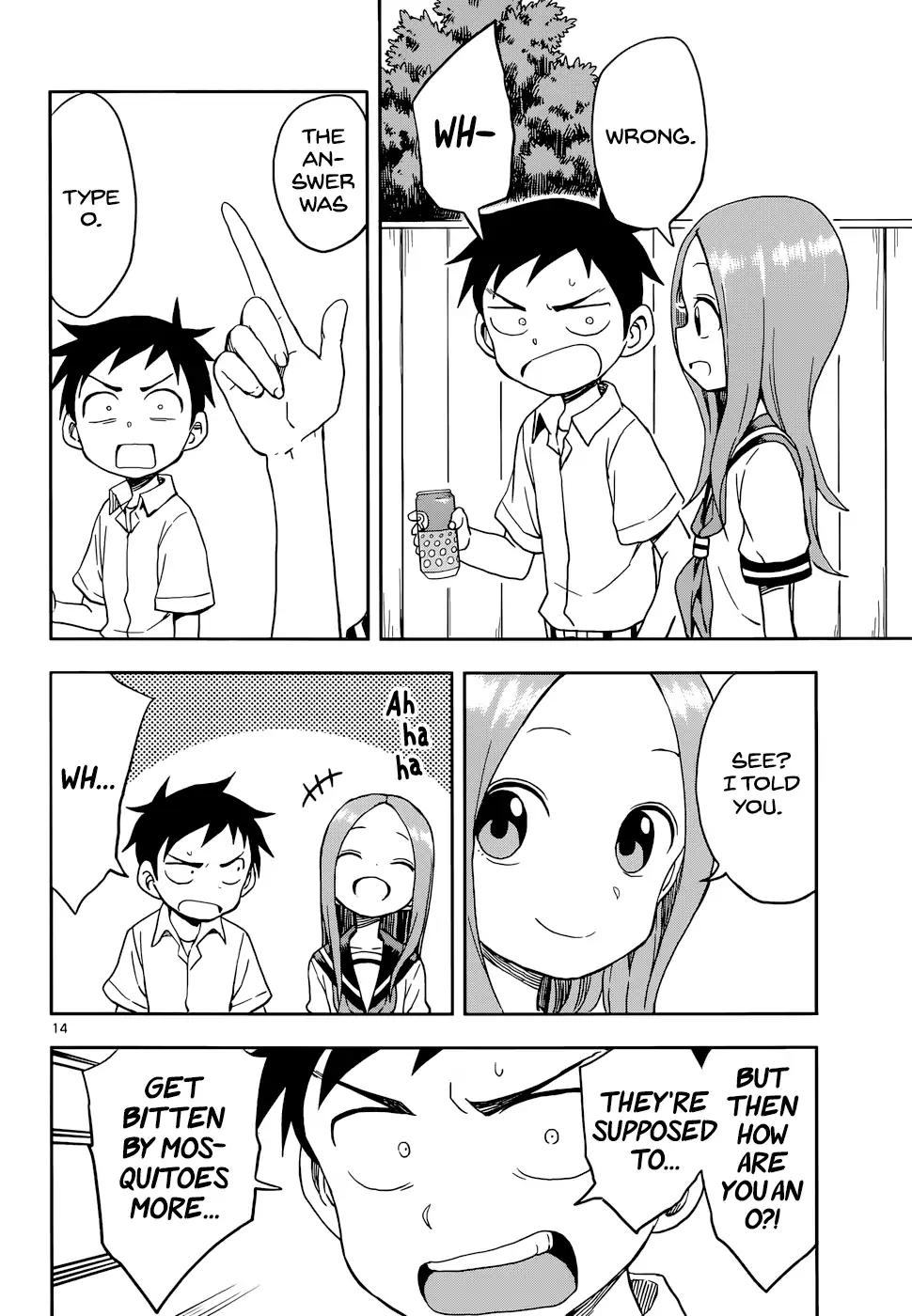 Karakai Jouzu no Takagi-san Chapter 90 page 14 - Chapter 90: Blood Type