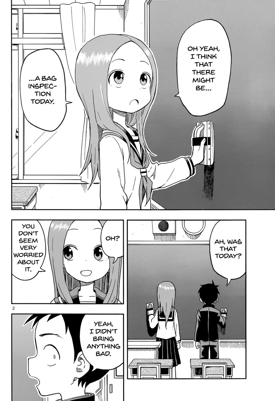 Karakai Jouzu no Takagi-san Chapter 91 page 2 - Chapter 91: Bag Inspection