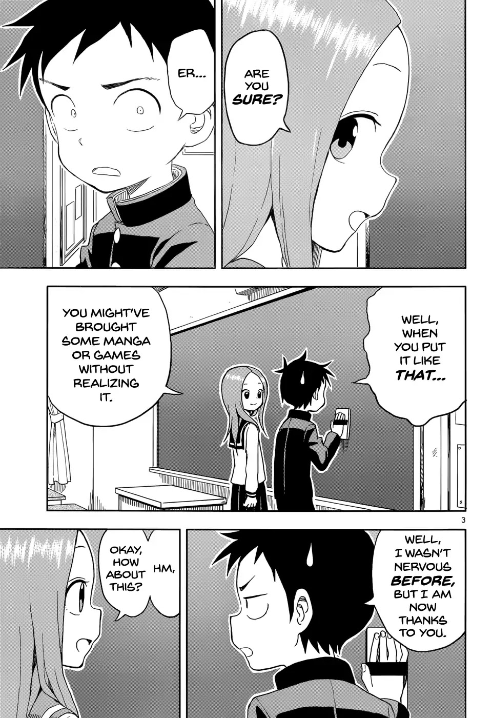 Karakai Jouzu no Takagi-san Chapter 91 page 3 - Chapter 91: Bag Inspection