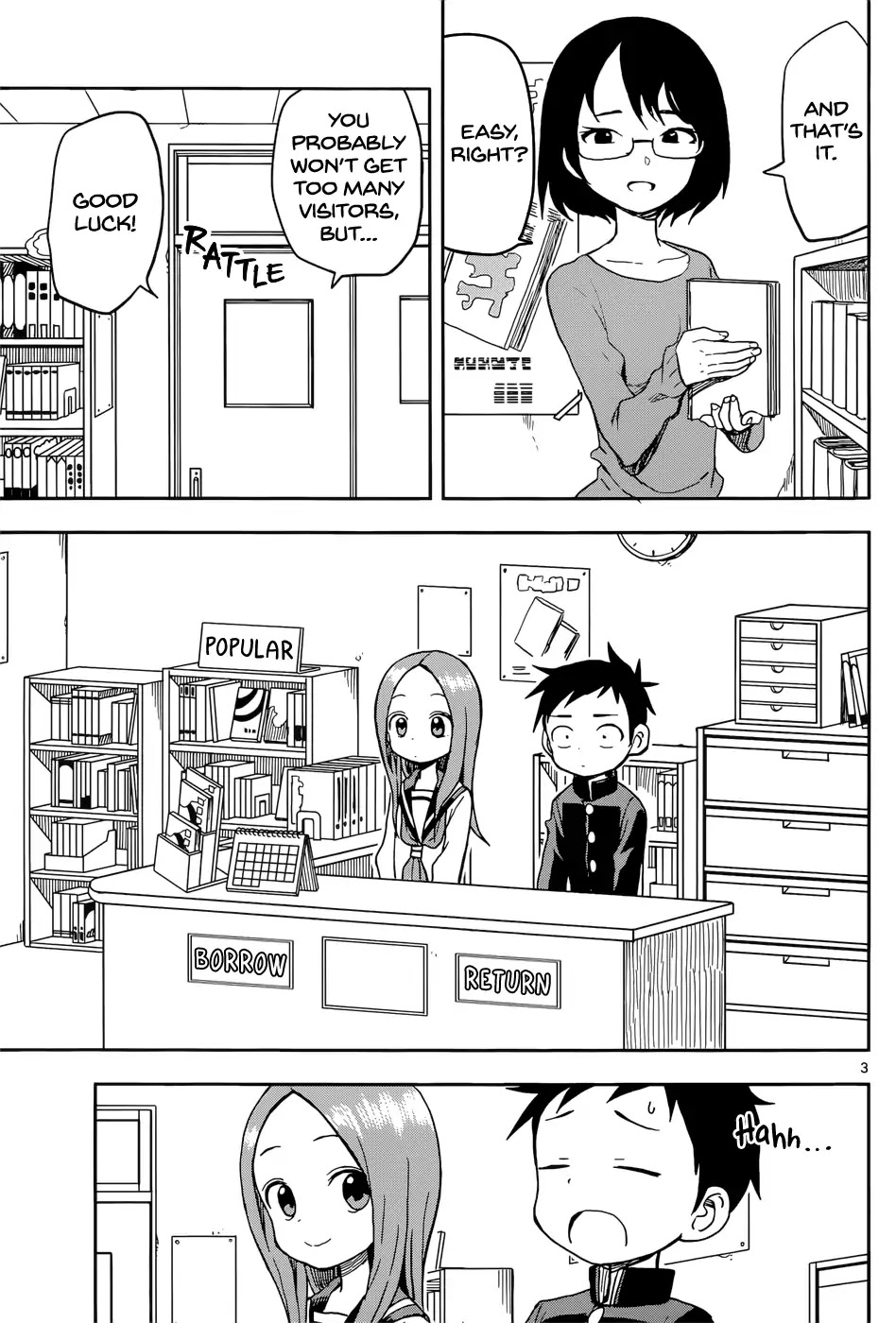 Karakai Jouzu no Takagi-san Chapter 94 page 3 - Chapter 94: Library Committee Member