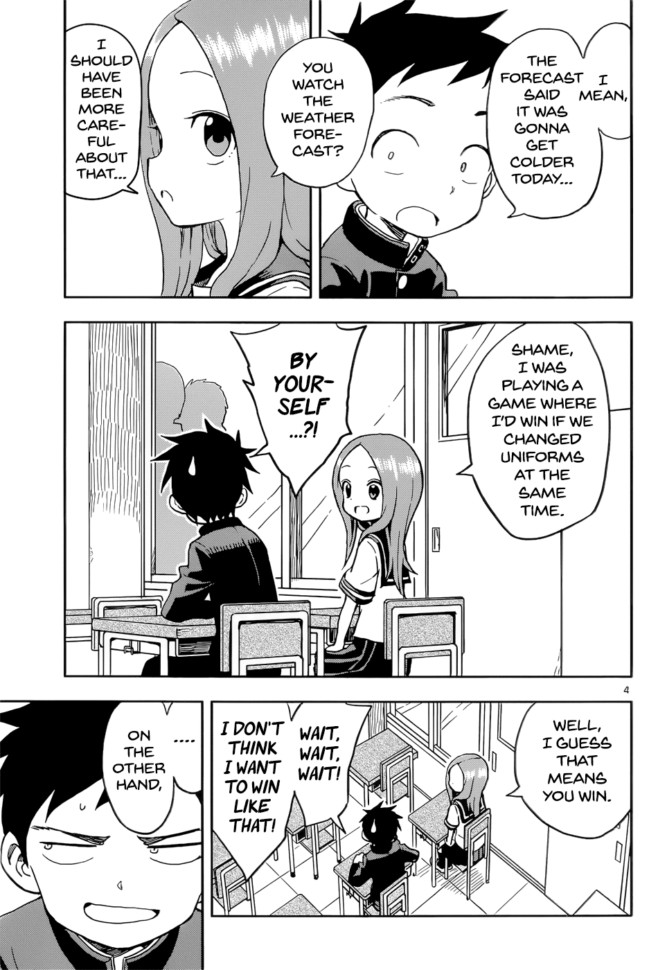 Karakai Jouzu no Takagi-san Chapter 95 page 4 - Chapter 95: Changing Uniforms