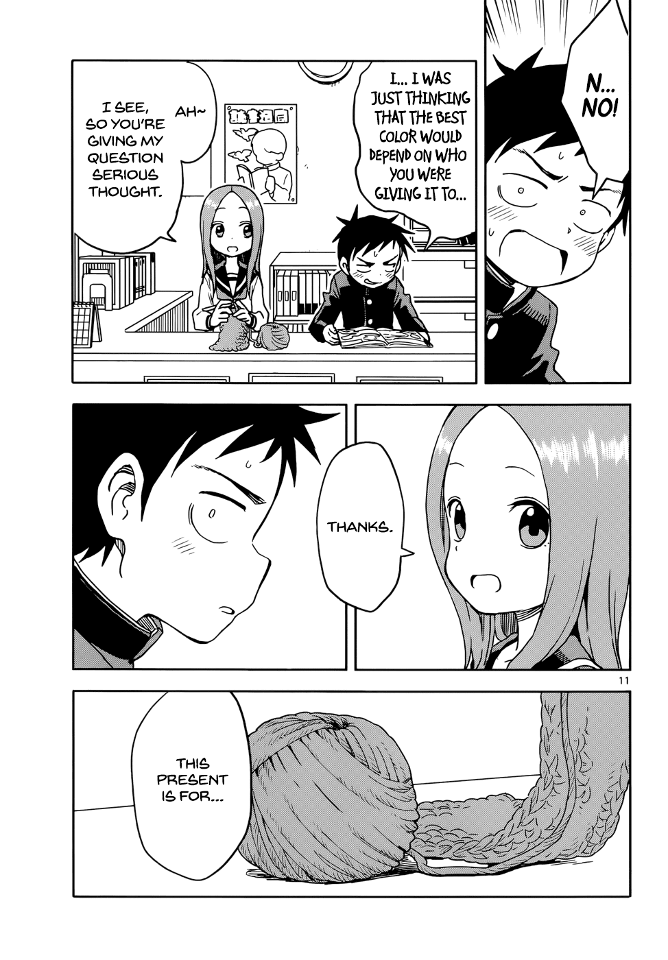 Karakai Jouzu no Takagi-san Chapter 97 page 11 - Chapter 97: Crocheting