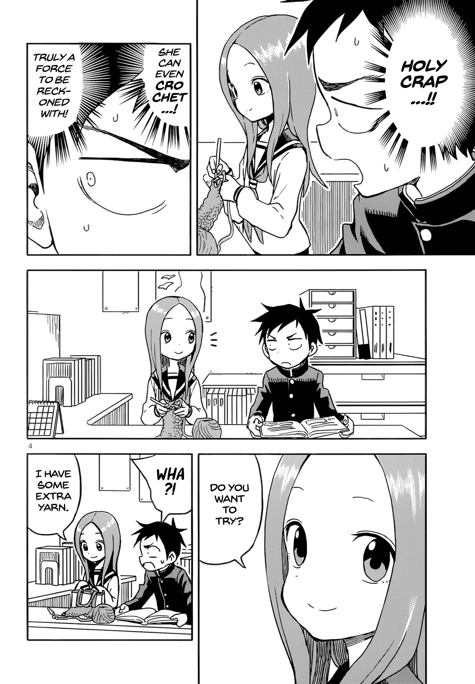 Karakai Jouzu no Takagi-san Chapter 97 page 4 - Chapter 97: Crocheting