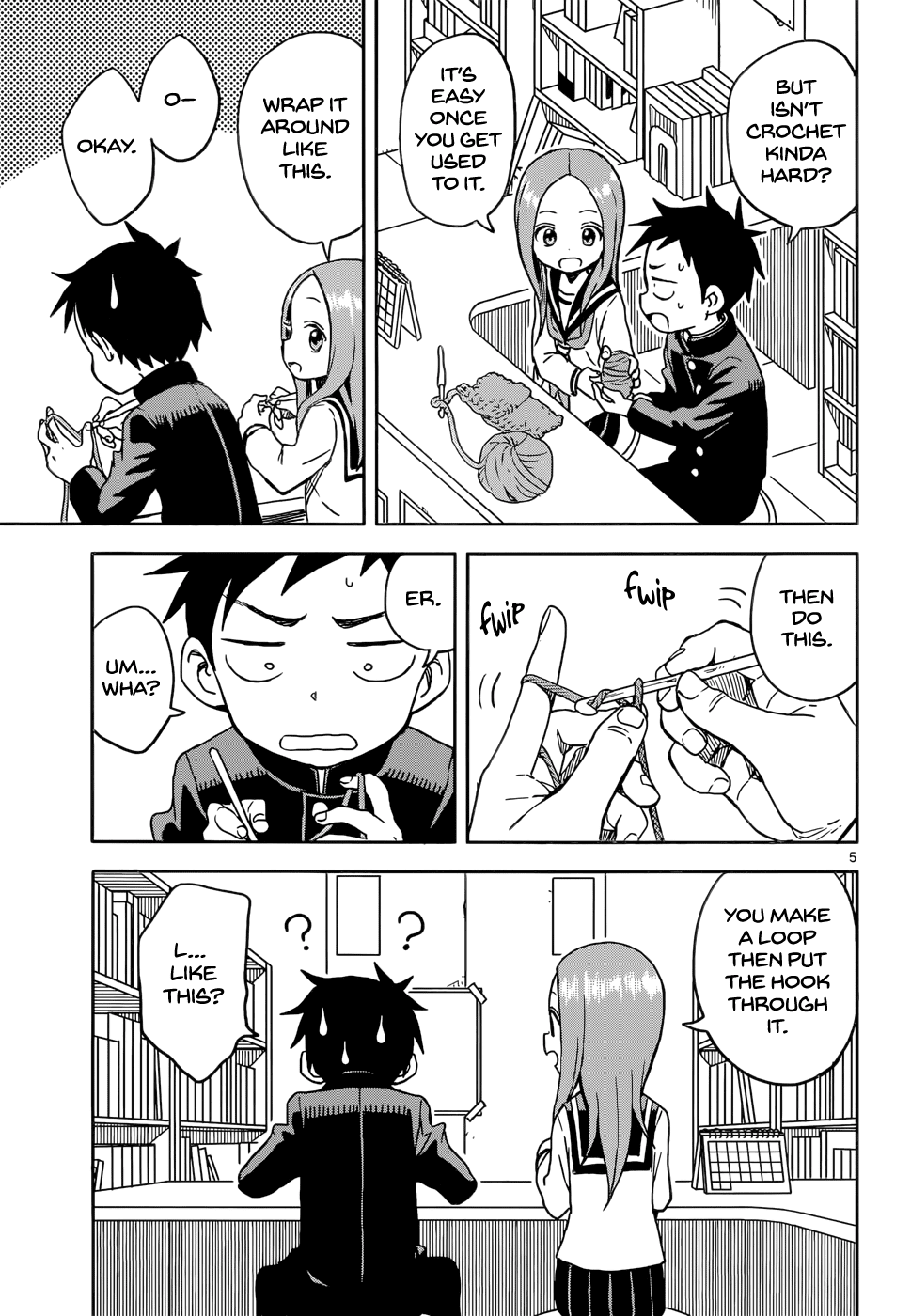 Karakai Jouzu no Takagi-san Chapter 97 page 5 - Chapter 97: Crocheting