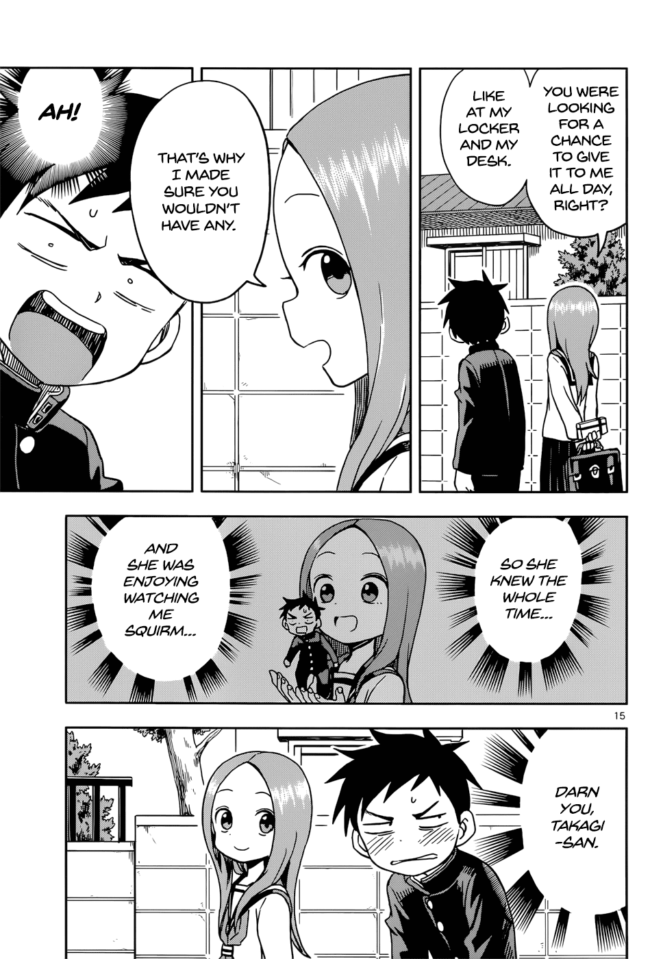 Karakai Jouzu no Takagi-san Chapter 99 page 15 - Chapter 99: Returning the Favor