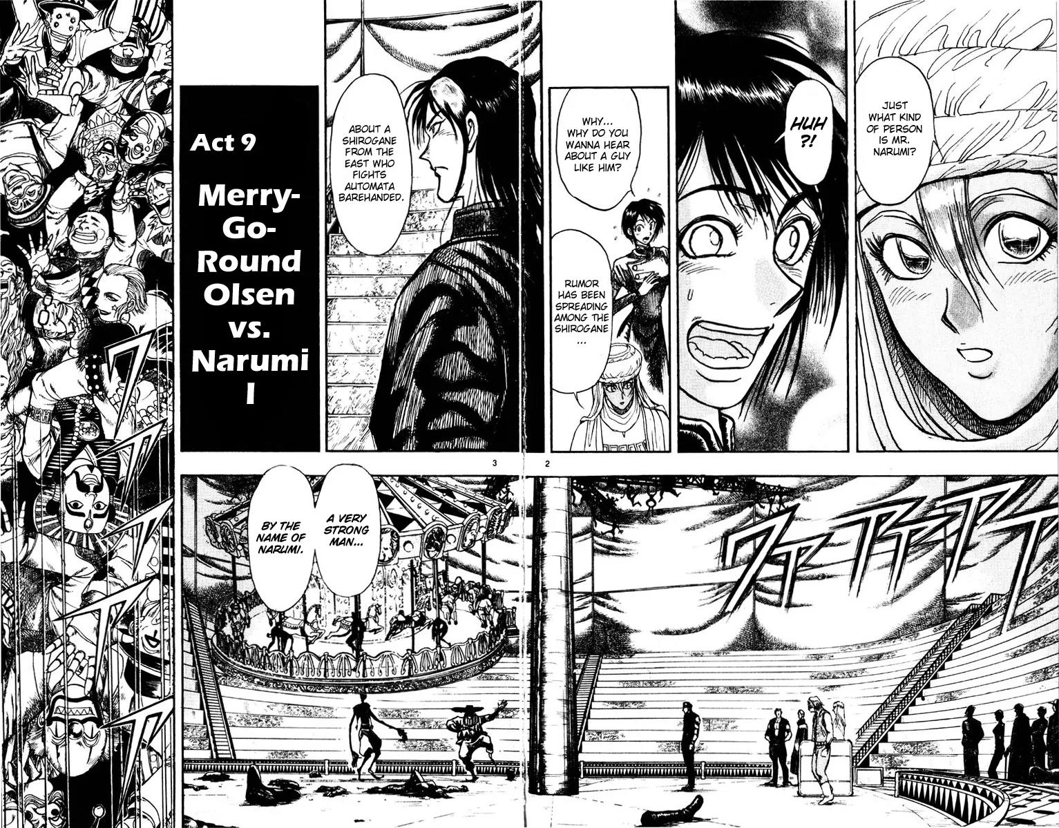 Karakuri Circus Chapter 165 page 2 - Chapter 165: Karakuri - Final Act - Act 9: Merry-Go-Round Olsen Vs. Narumi I