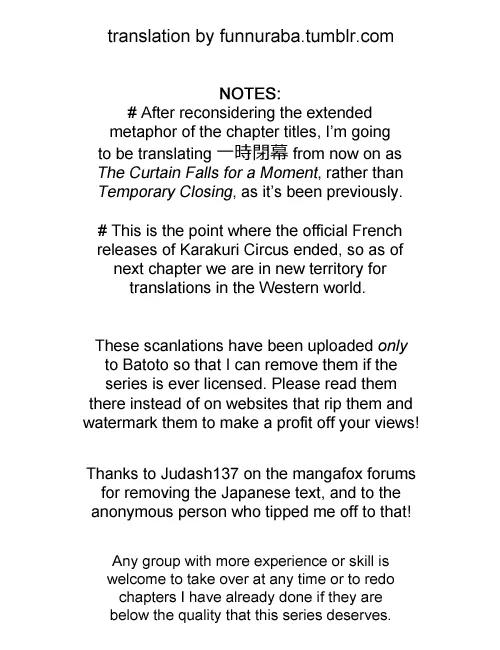 Karakuri Circus Chapter 209 page 17 - Chapter 209: Karakuri - Final Act - Act 53: The Curtain Falls for a Moment