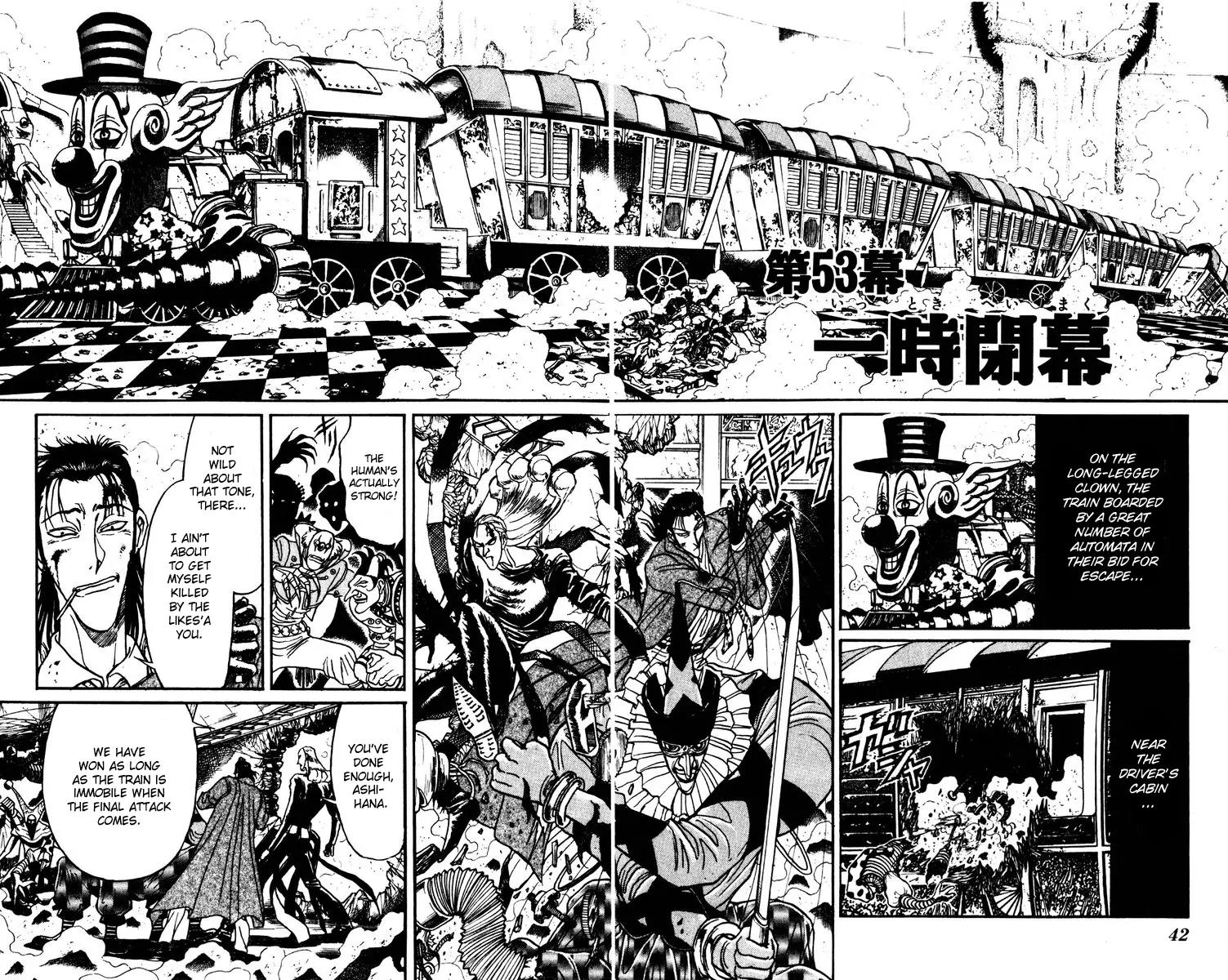 Karakuri Circus Chapter 209 page 2 - Chapter 209: Karakuri - Final Act - Act 53: The Curtain Falls for a Moment